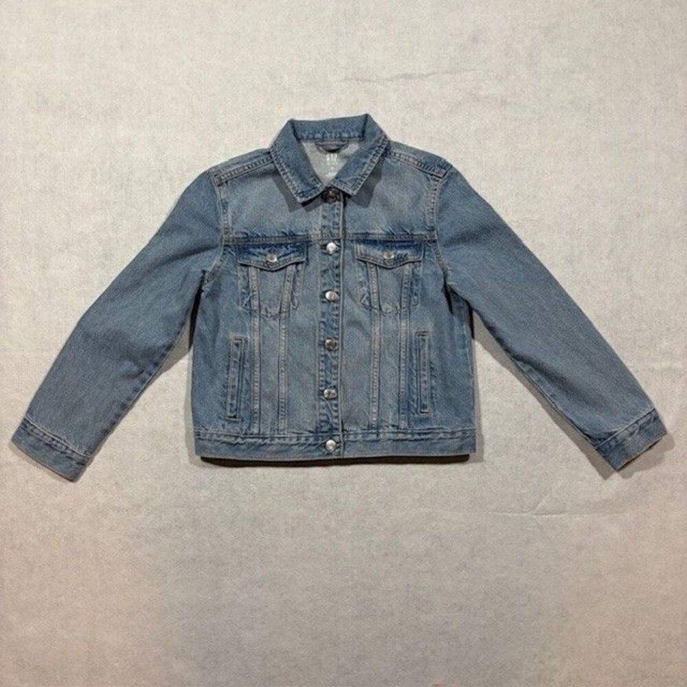 GAP Kids XL Denim Jacket Light Wash Jean Trucker Button Front Cotton